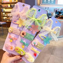 Net Yarn Bow Hairpin Set-5pcs