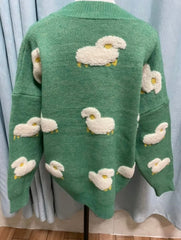 Suéter tipo cárdigan kawaii de punto suave Lamb Dreams