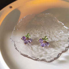 Frühlingstrauben-Kristall-Lila-Ohrringe