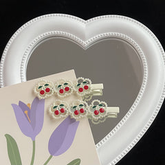 Pearl Cherry Heart Hair Clip