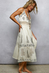 Smocked Waistband Floral Midi Cami Dress