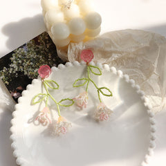 Ohrringe mit rosa Blüten und Farbverlauf