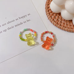 Anillo de perlas con forma de oso de caramelo