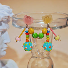 Pendientes de tulipán kawaii con cuentas