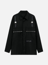 Big Pocket Zip Up Long Sleeve Shirt