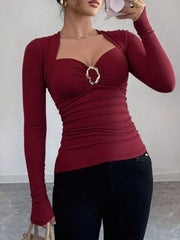 Elegant Ruched Long Sleeve Top