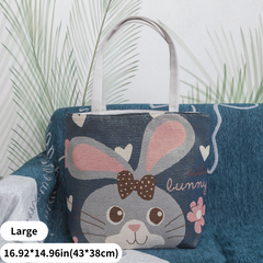 Bolsa de mano con diseño de conejo de dibujos animados bordado kawaii