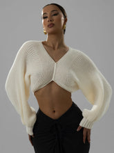 V-Neck Long Sleeve Crop Sweater