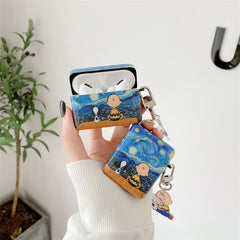 Estuche para AirPods con dibujos animados de pintura al óleo