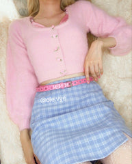 Suéter corto suave y peludo para niña con rosa bebé