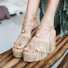 Fringe Platform Sandals