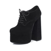 Sheep Suede Round Toe Square Heel