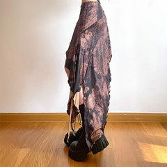 Falda vaquera asimétrica estilo salvaje oeste con degradado marrón