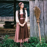 Vestido Cottagecore de algodón de bruja otoñal