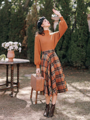 Conjunto de vestido a cuadros de lana oscura de Shadows in the Air Academia