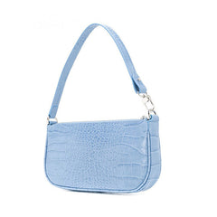 Blue Leather Baguette Bag