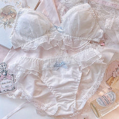 Babyblaues Dollcore Nymphette Dessous-Set mit Schleife