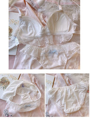 Babyblaues Dollcore Nymphette Dessous-Set mit Schleife
