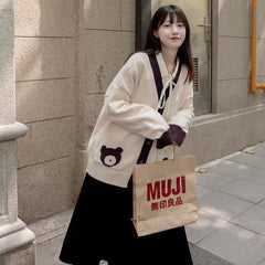 Suéter tipo cárdigan extragrande estilo lolita kawaii para amantes de los osos