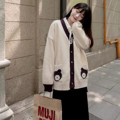 Suéter tipo cárdigan extragrande estilo lolita kawaii para amantes de los osos