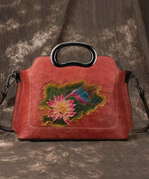 Handbag Embossed Red Leather Versatile Calf Tote Beautiful