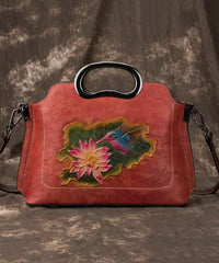 Handbag Embossed Red Leather Versatile Calf Tote Beautiful