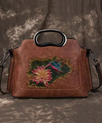 Handbag Embossed Red Leather Versatile Calf Tote Beautiful