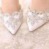 Big Size 43 White Pointy Wedding Shoes