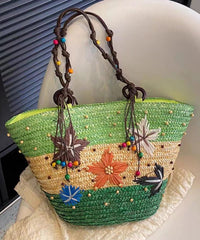 Bohemian Rose Handmade Straw Woven Satchel Bags