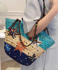 Bohemian Rose Handmade Straw Woven Satchel Bags
