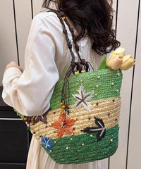 Bohemian Rose Handmade Straw Woven Satchel Bags