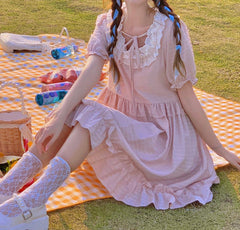 Vestido extragrande Bonnie de estética kawaii en rosa pastel