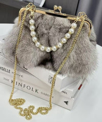 Fluffy Fuzzy Boutique Fur Linked Bag Messenger Chain