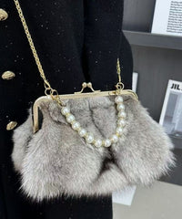 Fluffy Fuzzy Boutique Fur Linked Bag Messenger Chain