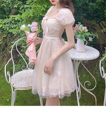 Vestido babydoll de princesa hada kawaii con diseño de mariposa