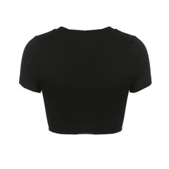 Butterfly Print Cropped Short Sleeve T Shirt