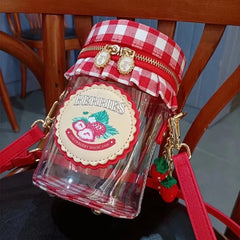 Bolsa Cottagecore con tarro de fresas