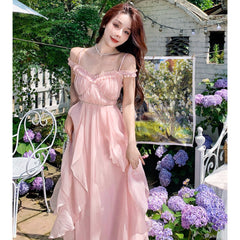 Vestido de hada estética de chica suave color rosa pastel Calla