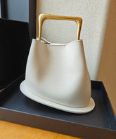 Casual Beige Calf Leather Tote Handbag