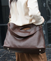 Casual Coffee Calf Leather Satchel Bags