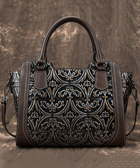 Tote Leather Casual Large Embossed Silver Capacity Calf Handbag