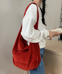 Casual Red Large Capacity Corduroy Satchel Bags YR020