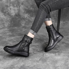 Botas casuales de cuero con forro de felpa