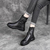 Botas casuales de cuero con forro de felpa