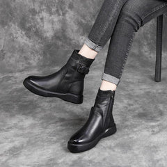 Botas casuales de cuero con forro de felpa