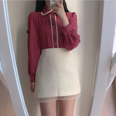 Camisa de gasa con bordado floral de estilo vintage de Celestia