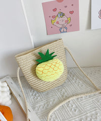 Cute Cartoon Cherry Kids Woven Crossbody Bag