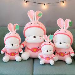 Lindo/suave/dibujos animados/conejo de peluche/figura de conejo con ropa/regalo de cumpleaños infantil/regalo de Navidad