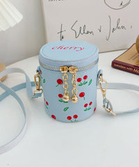 Cute Versatile Rubber Red Cherry Print Faux Leather Crossbody Bag