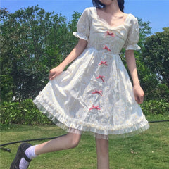 Vestido de verano de manga corta con diseño de princesa Daisy Kawaii